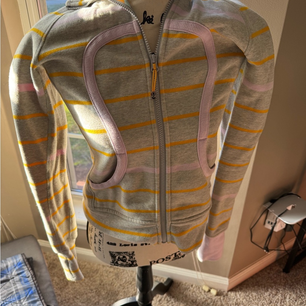 Lululemon Gray Striped Zip-Up Hoodie